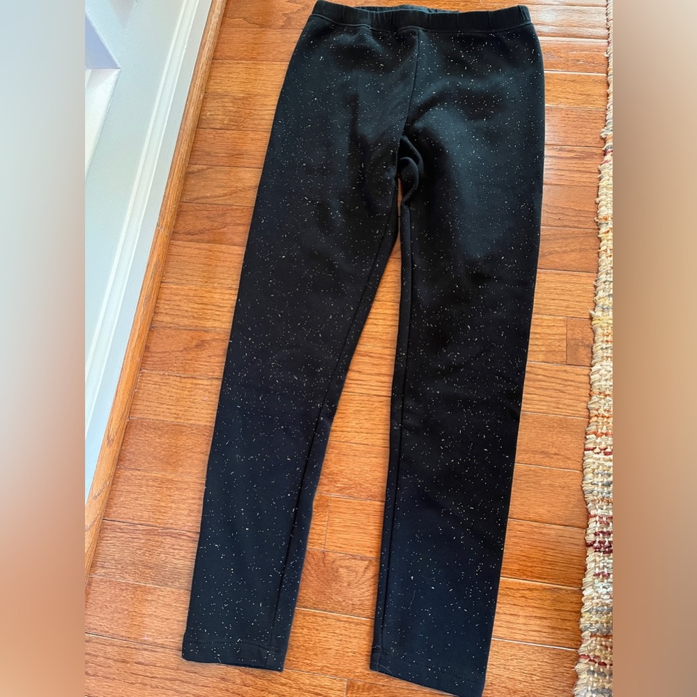 Cat & Jack Girls Fleece Lined Leggings, Sparkle Black Size XL 14